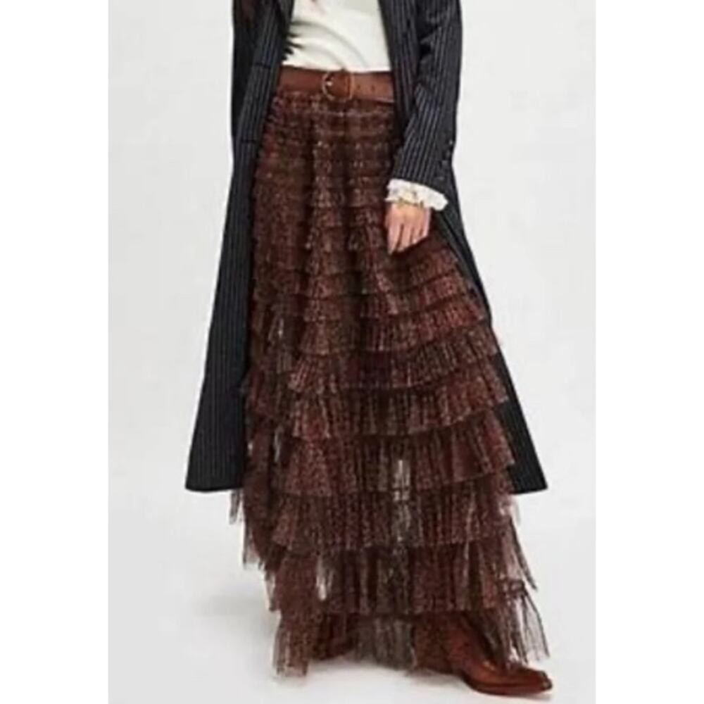 120 NWOT Intimately by Free People Return of the Ruffle Leopard Maxi Skirt | XS - Picture 2 of 2